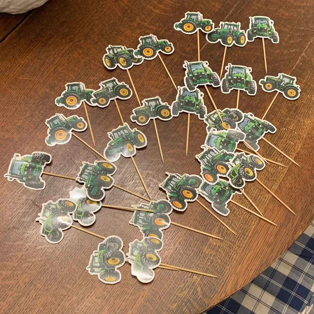 Green Tractor Cupcake Toppers